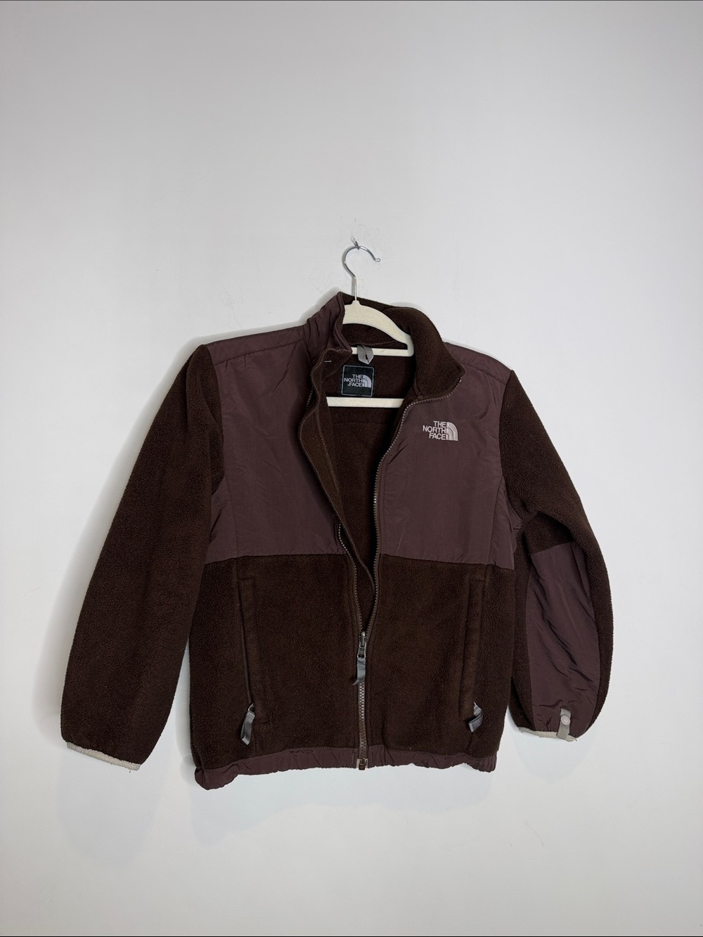 North Face Kids Medium Brown Two-Tone Fleece Full Zip Jacket School Autumn Fall